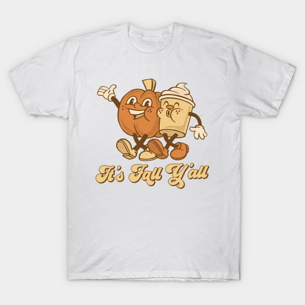 Retro It's Fall Y'all - Pumpkin Spice Latte T-Shirt by Krishnansh W.